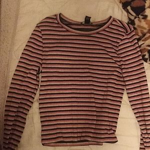 stripped long sleeve cropped top